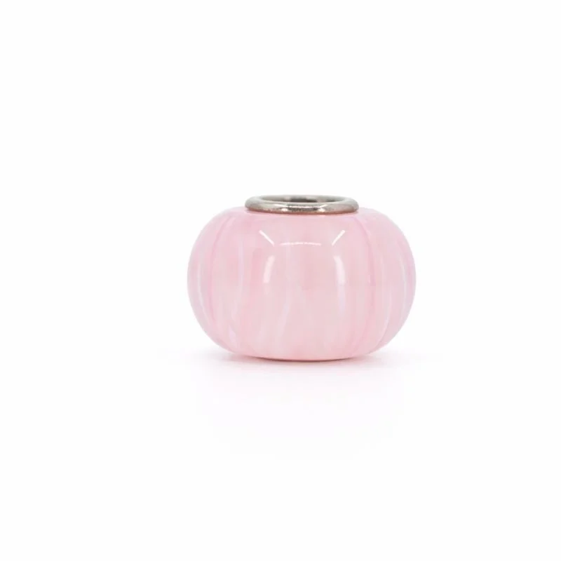 Sterling Silver White, Pink & White Swirl Murano Glass Charm