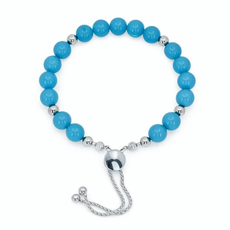 Sterling Silver Genuine Turquoise Adjustable Bolo Bracelet