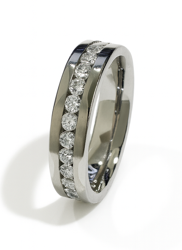 Stainless Steel Channel-Set CZ Eternity Band