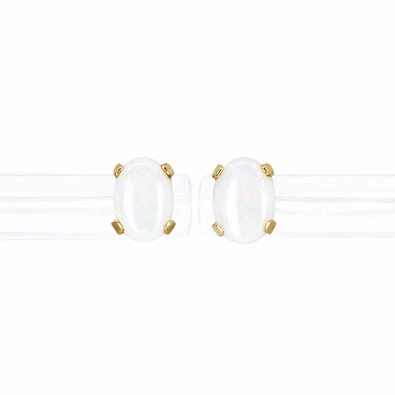 14K Yellow Gold Opal Prong-Set Stud Earrings