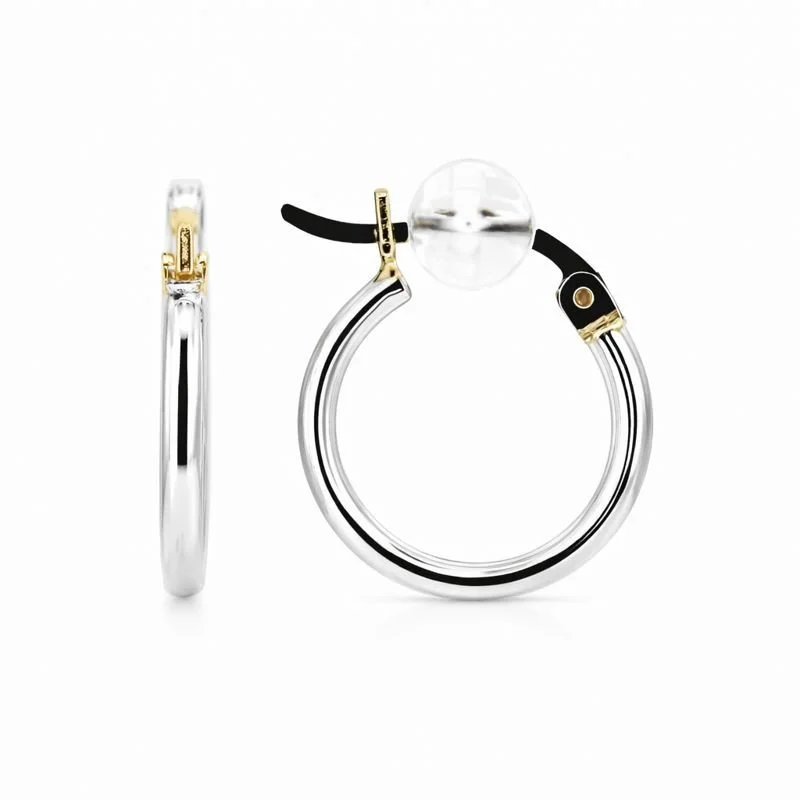 14K Yellow & White Gold High Polish Hoop Earrings