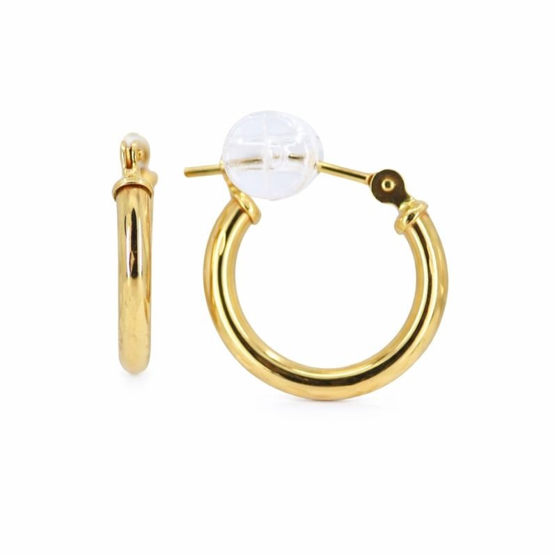 14K Yellow Gold Small Diamond Cut Hoop Earrings