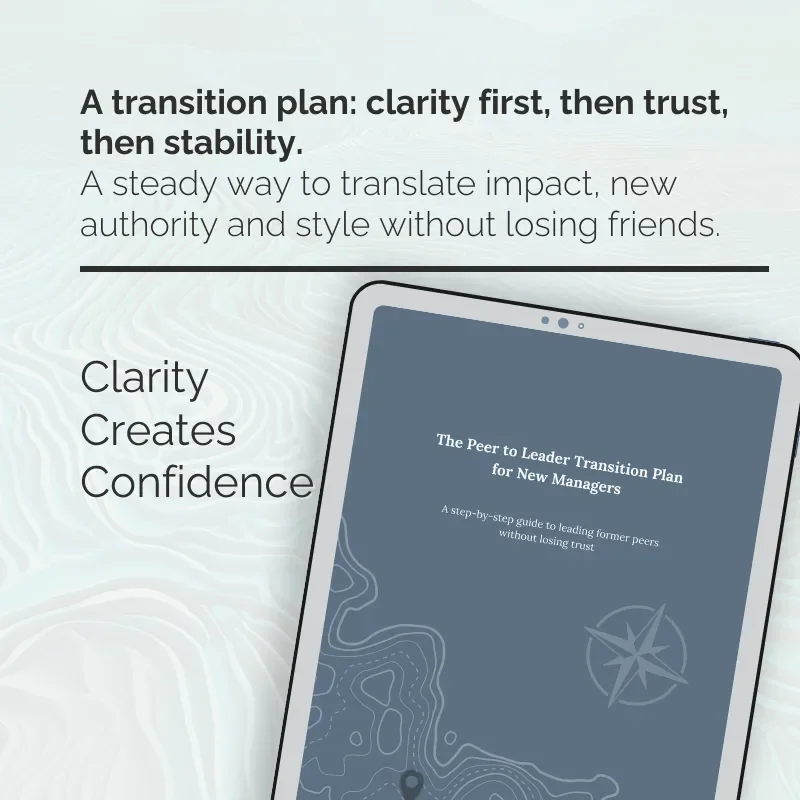 A tablet showing the guide cover with a topographic map design and the headline "Clarity Creates Confidence."