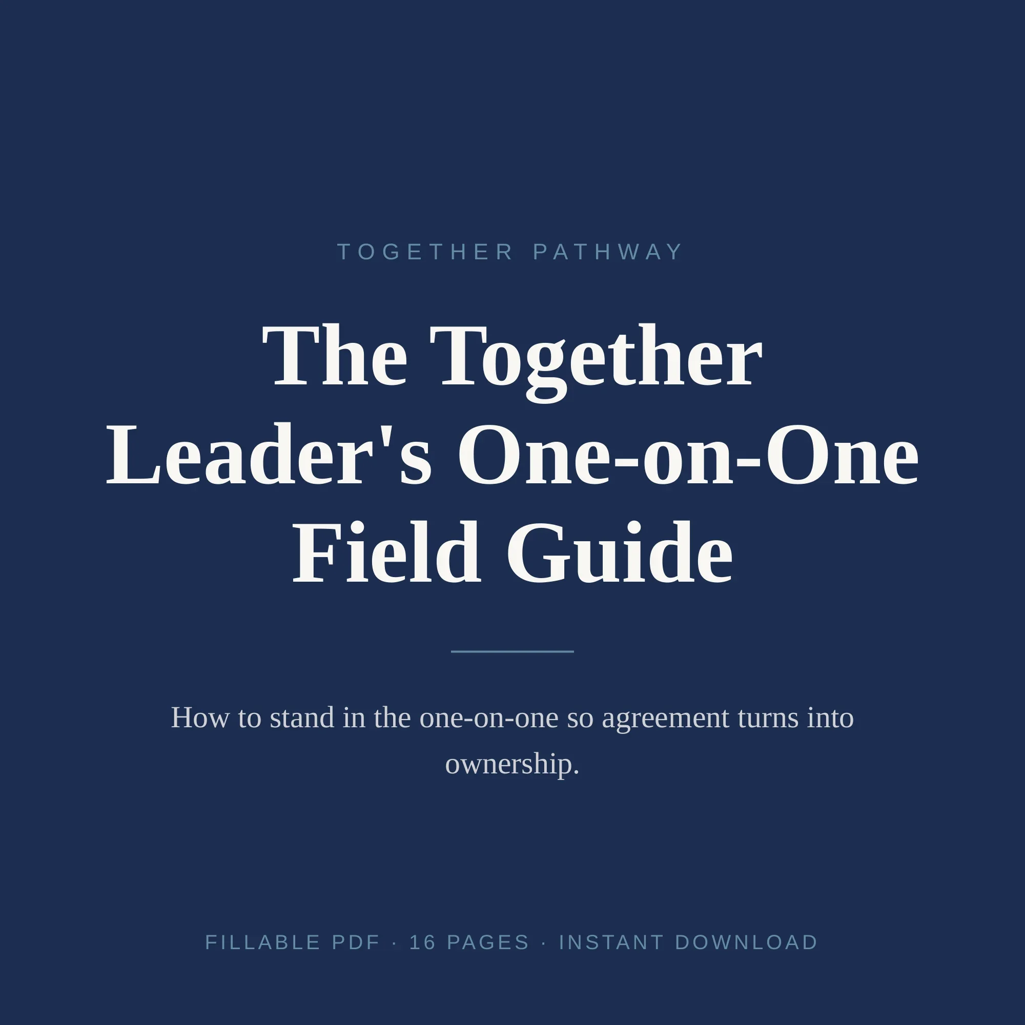 Three inside pages from the Together One-on-One Field Guide: relief point, conversation map, and repeating pattern log