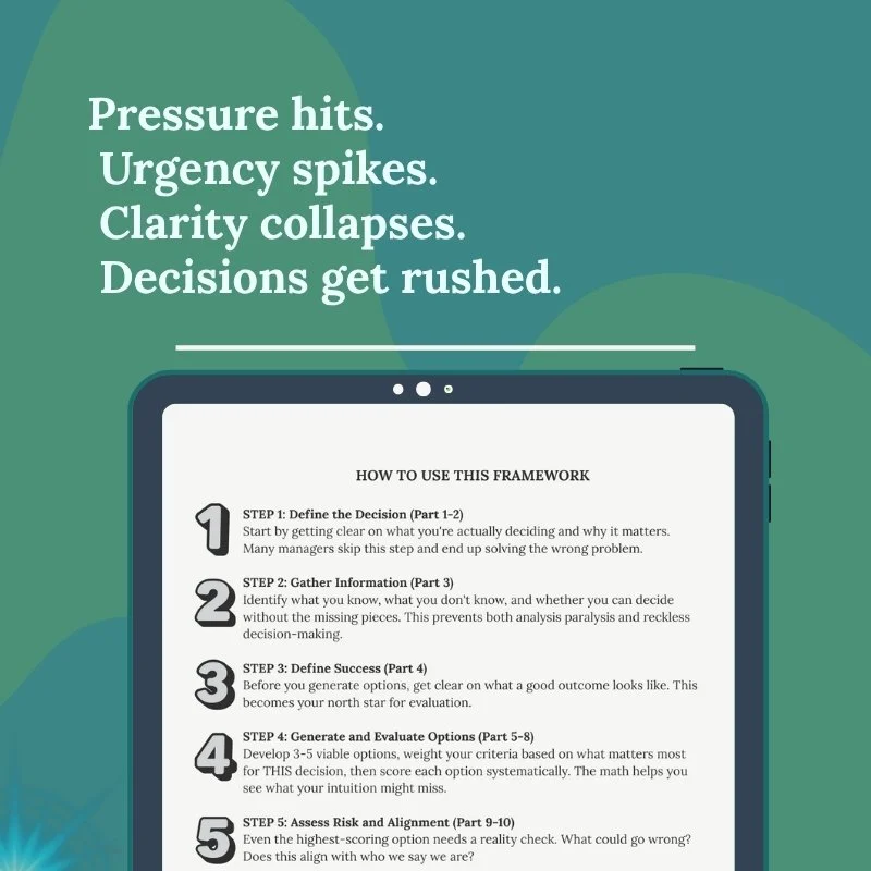 Slide highlighting the leadership pain point: pressure, urgency, and rushed decision-making under stress.
