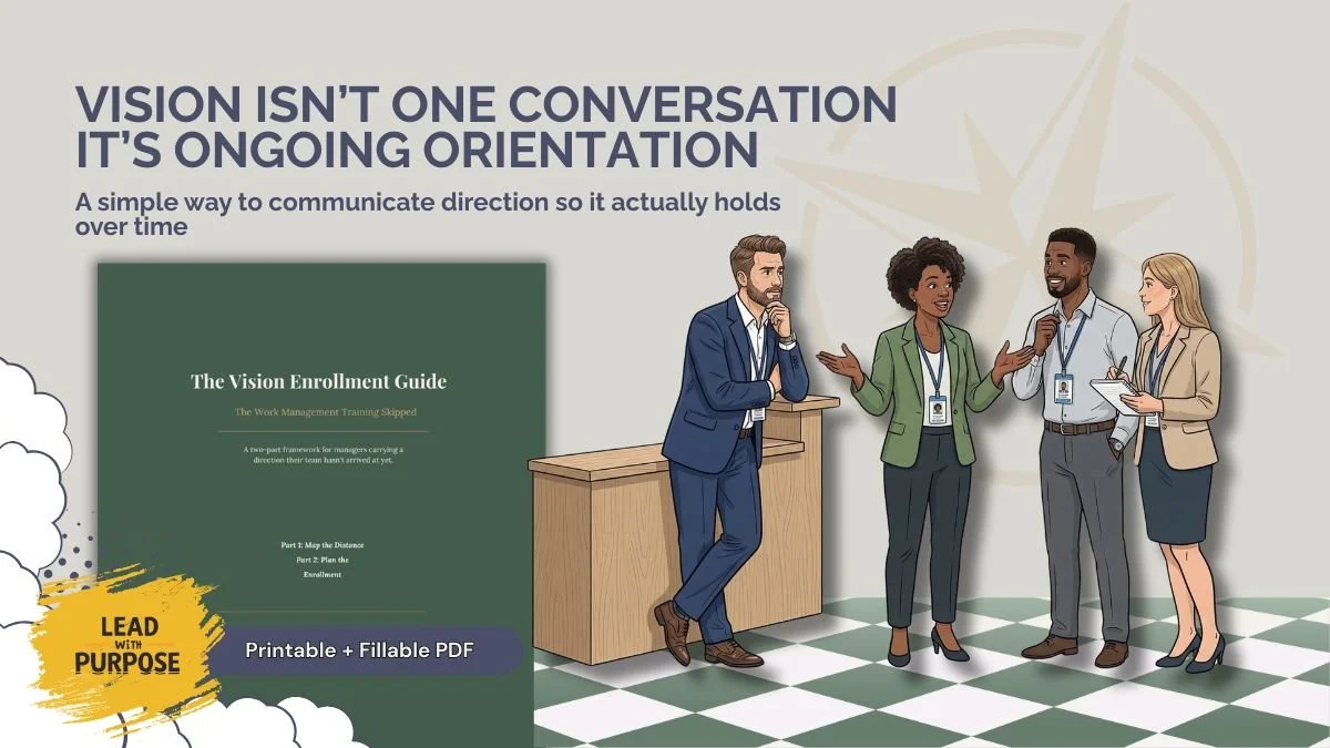 Gemini said An illustration for The Vision Enrollment Guide featuring a diverse team of four professionals in a collaborative office setting.