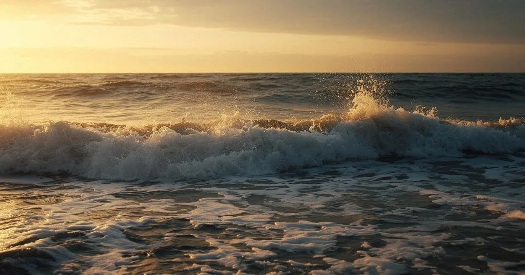 Ocean waves at sunset