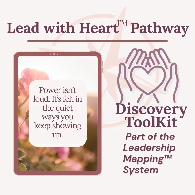 Lead with Heart Pathway graphic showing the Discovery Toolkit as part of a leadership development system centered on empathy and relational awareness.