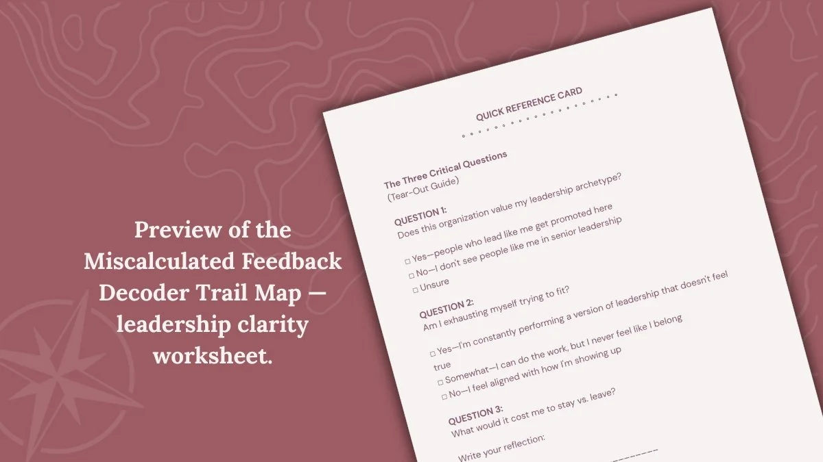 Quick Reference Card for the Miscalculated Feedback Trail Map