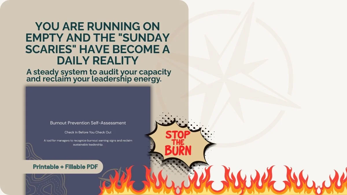 Promotion for the Delegation Planner tool featuring a stressed multi-armed cartoon woman multitasking alongside a fillable PDF preview.