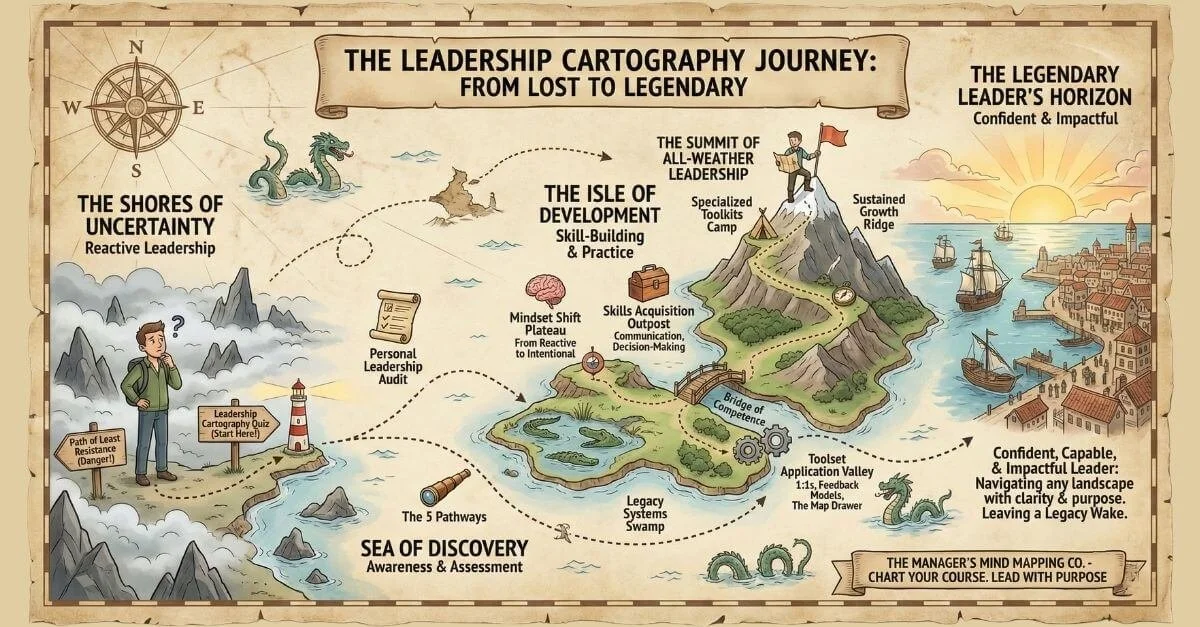 An illustration depicting the Leadership Cartography Jouney