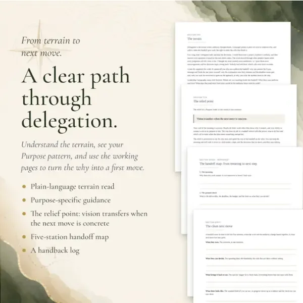 How the Purpose Delegation Field Guide moves from the terrain read to a concrete next move
