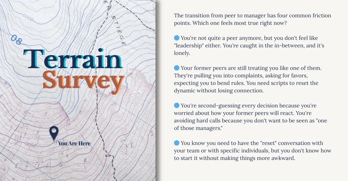 Terrain Survey for Managing Former Peers
