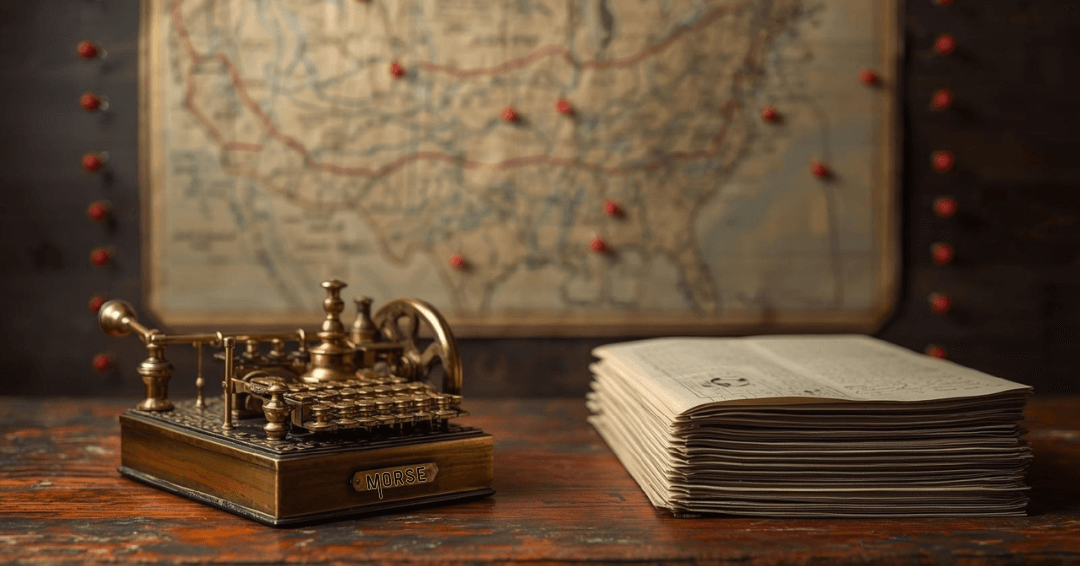 a telegram office of the late 1800's depicting remote leadership