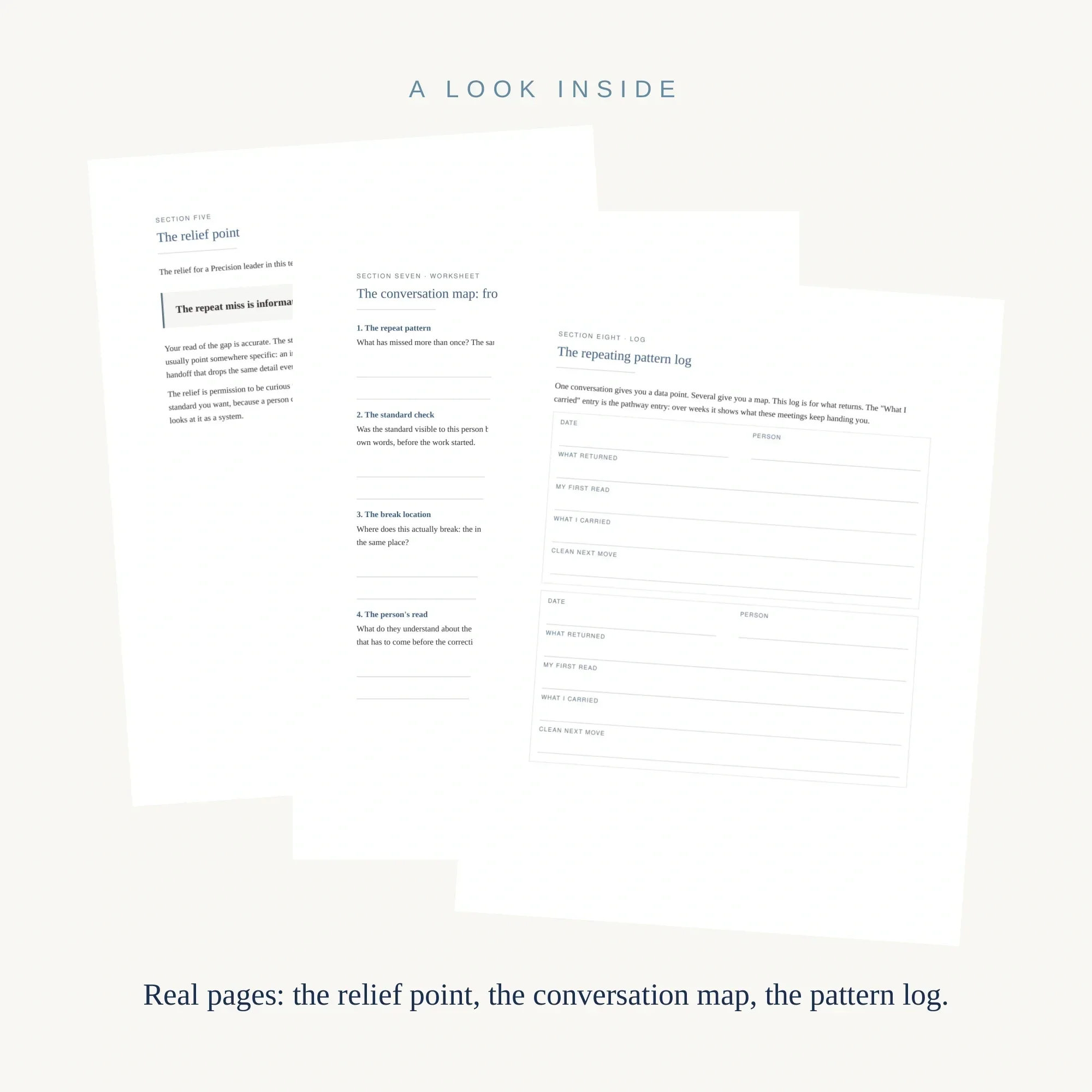 precision-one-on-one-field-guide-use-when.webp` | Five signs a Precision leader's one-on-ones keep repeating, from correcting before asking to a miss that lives in the system