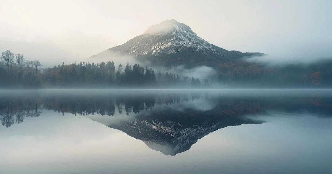 a mountain showing its reflection in a lake representing leadership identity