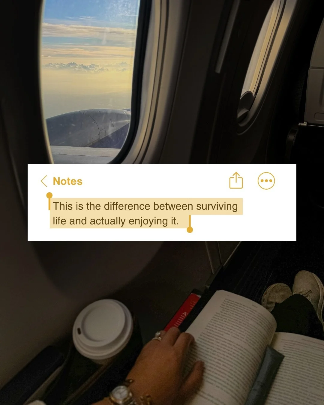 Coffee with a view and no idea what time it is.
Someone else handling the plan for the day.
Walking with no destination and no step count.
Being unreachable in the best possible way.
Dessert without a single thought about macros or calories.

This is