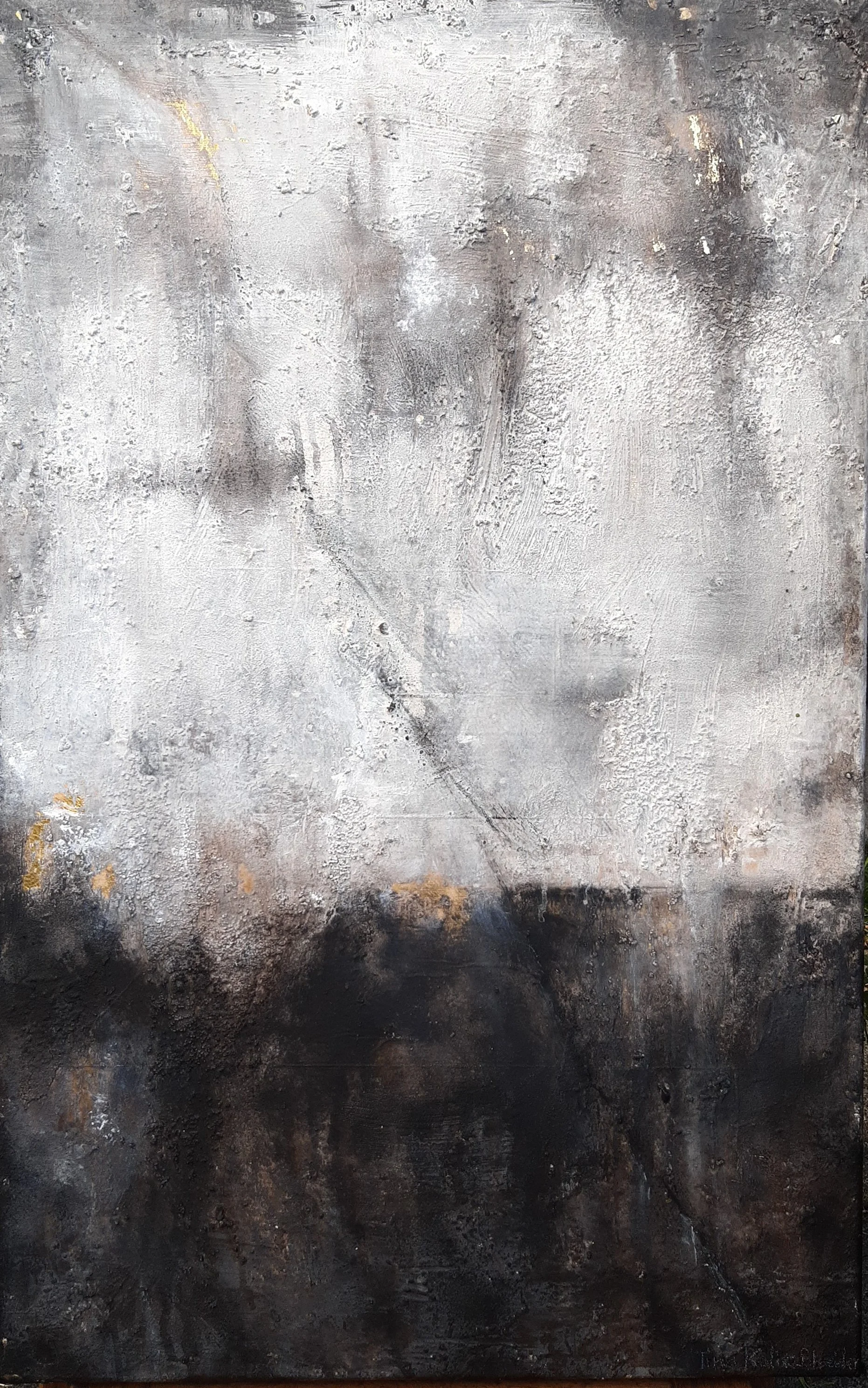 Schweigen ist Gold * 50 x 80 cm * Nach einer Vorlage aus dem Buch „Abstrakt malen – Grundlagen und Kreativtechniken“ von Petra Thölken. Design: © 2020 Edition Michael Fischer – aus urheberrechtlichen Gründen nicht zum Verkauf