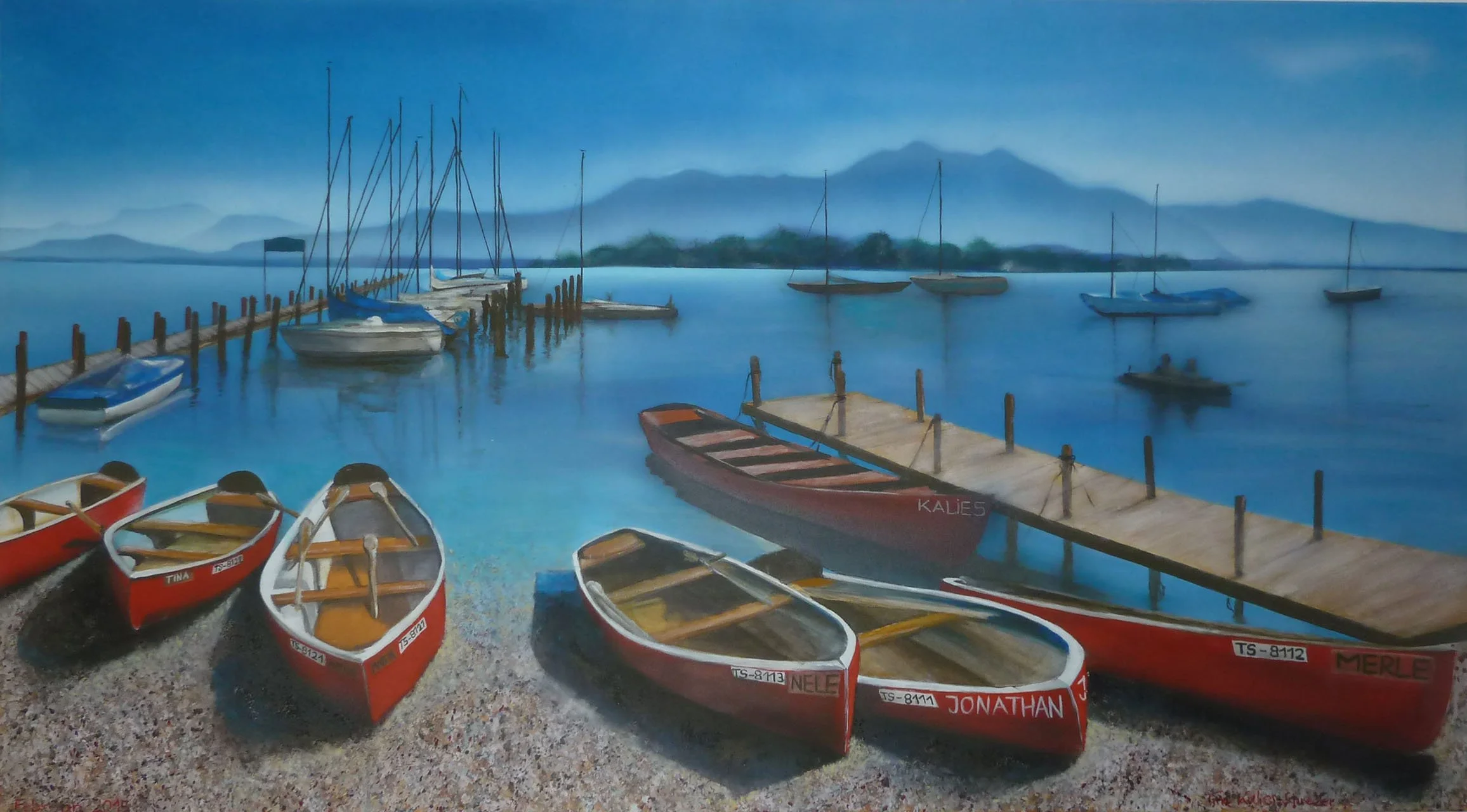 Ruhepause - Boote am Chiemsee * 140 x 80 cm