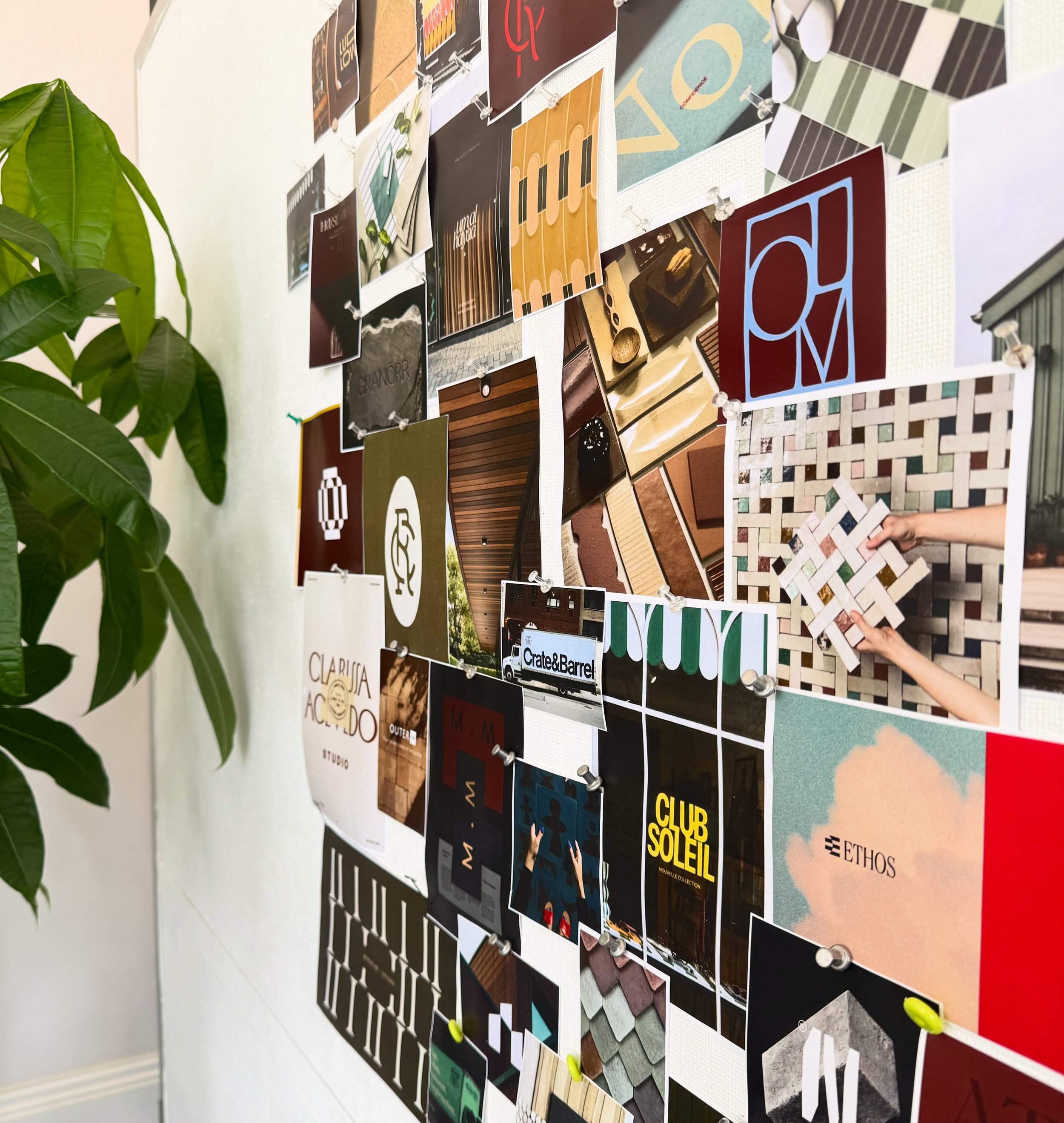 Before Pinterest boards lived on our screens, they lived on our studio walls.

Long before endless scrolling and saved folders, there were physical mood boards &mdash; layers of paper, ribbon, texture, photography, typography, color swatches, and ins