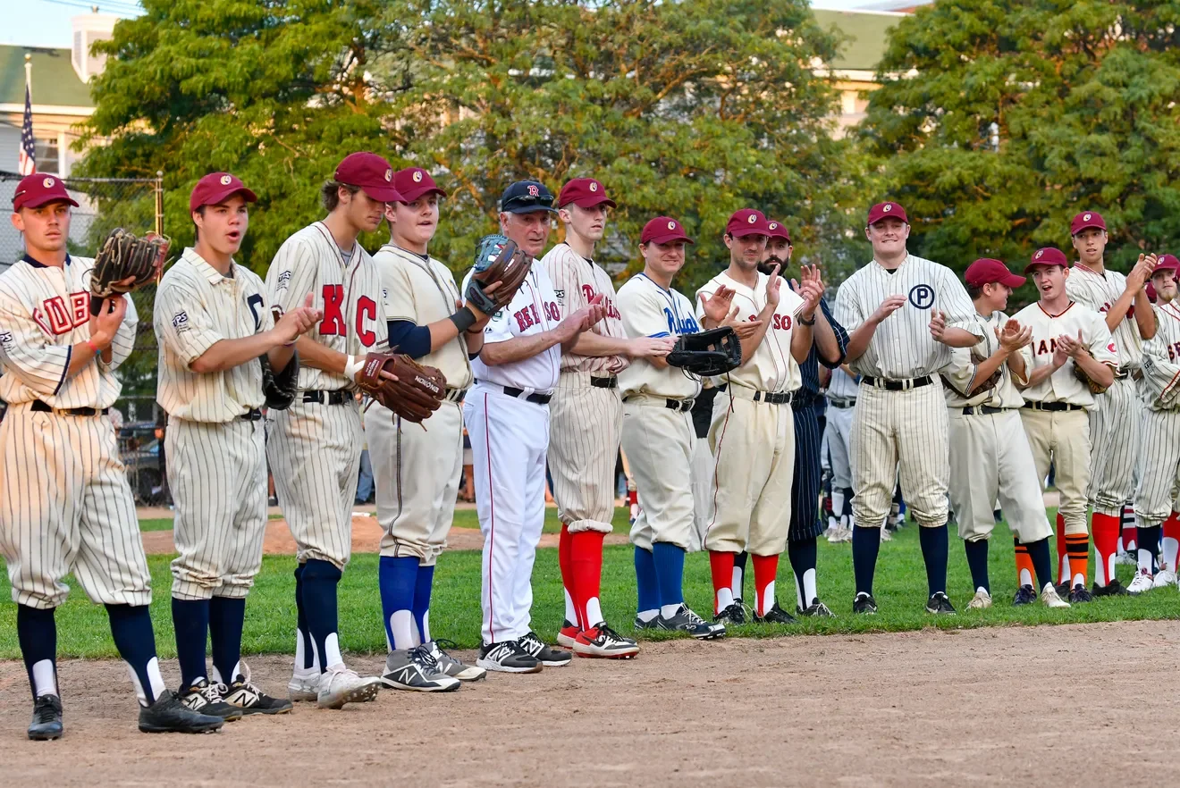 baseball players lined up