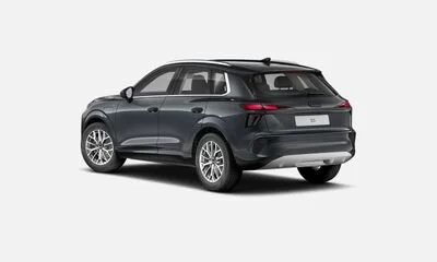 Side view of a black SUV with tinted windows and silver wheels