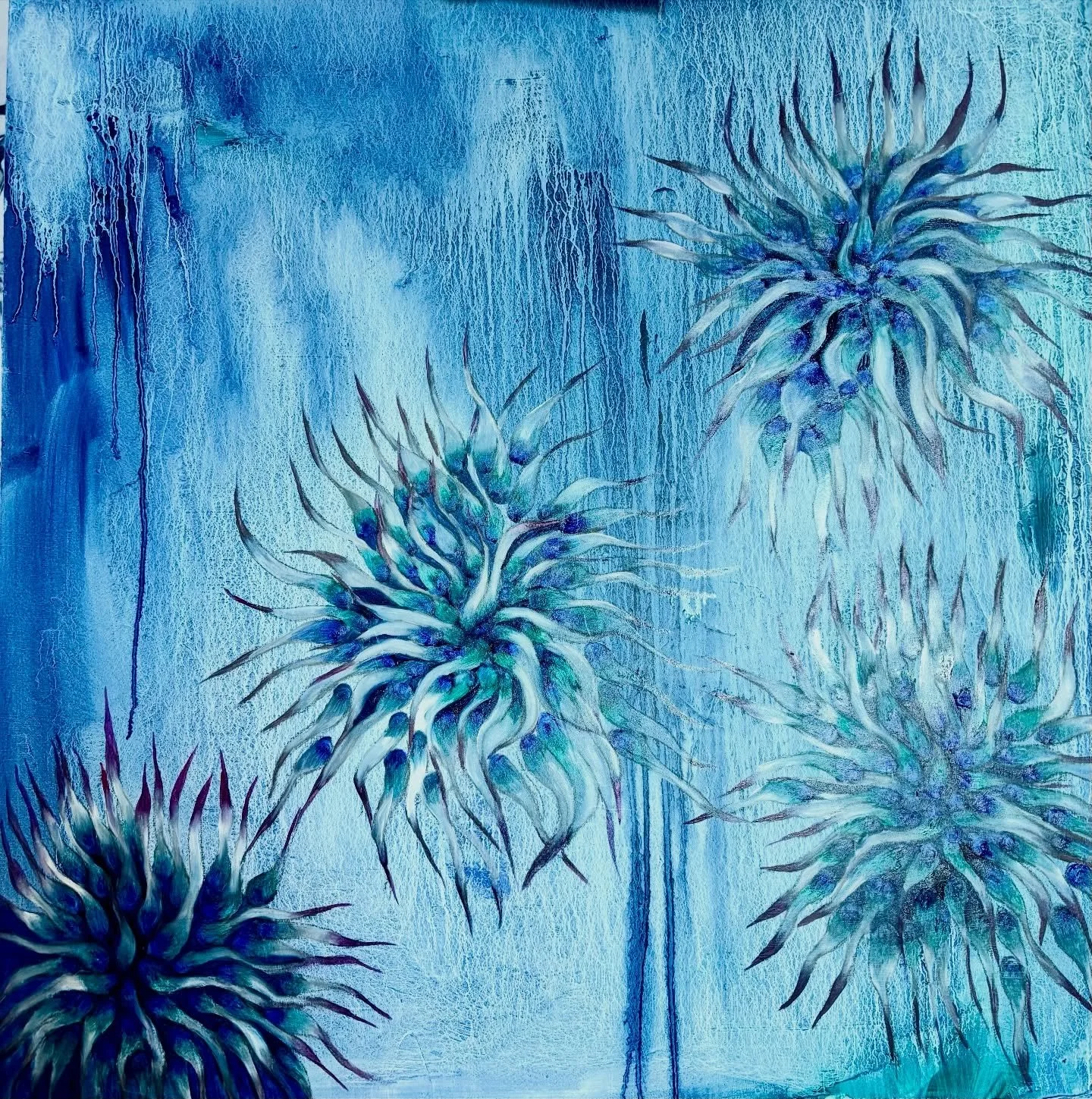 It is no surprise that I will be continuing to work on a series of blue paintings which will be titled:  What Silence Feels Like.  This deep blue phase is an attempt to capture the weight and texture of quiet. Each canvas invites you to linger in the