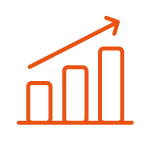 Orange line graph with bars showing growth