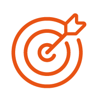 Orange target with an arrow hitting the bullseye