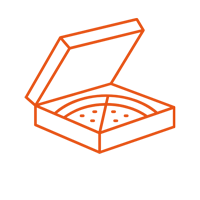 Open pizza box lid with pepperoni pizza inside