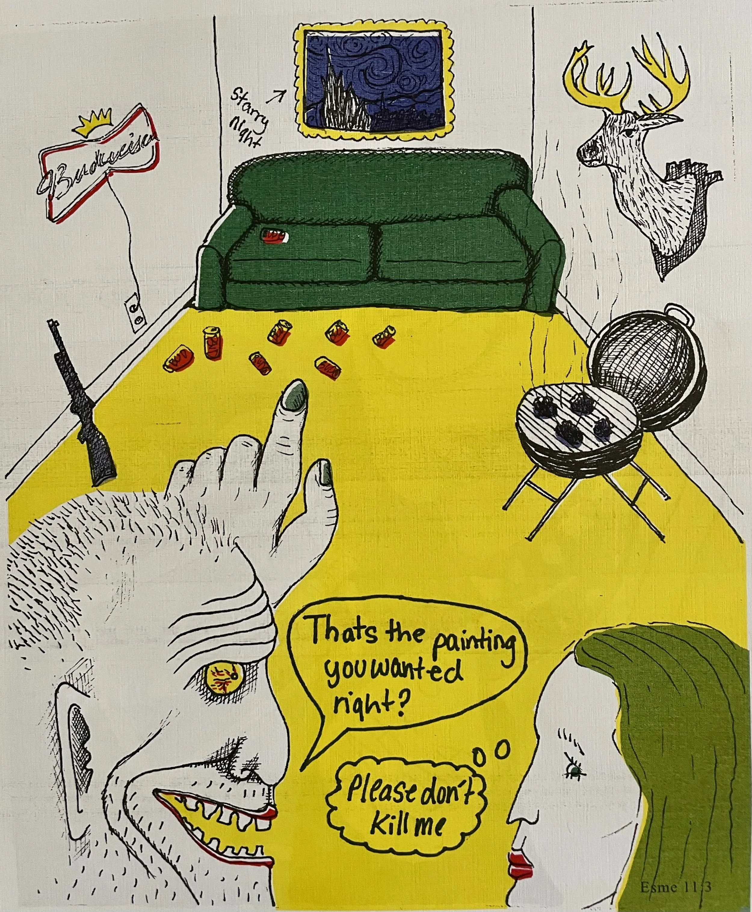 A FaceBook Market Place Story,
Risograph Print, 
9" x 15", 
2024,
Page 3
