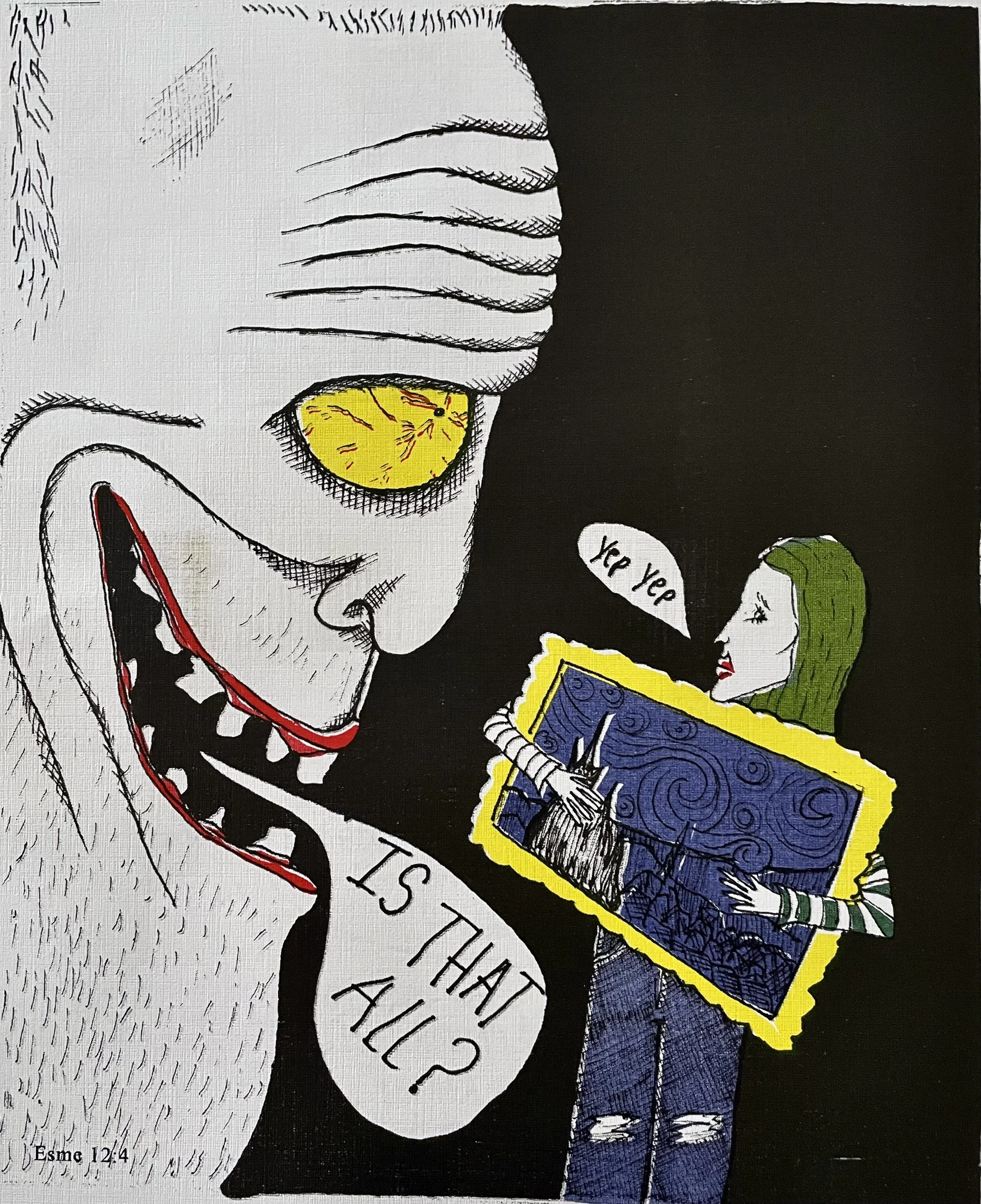 A FaceBook Market Place Story,
Risograph Print,
9" x 15", 
2024,
Page 4,
