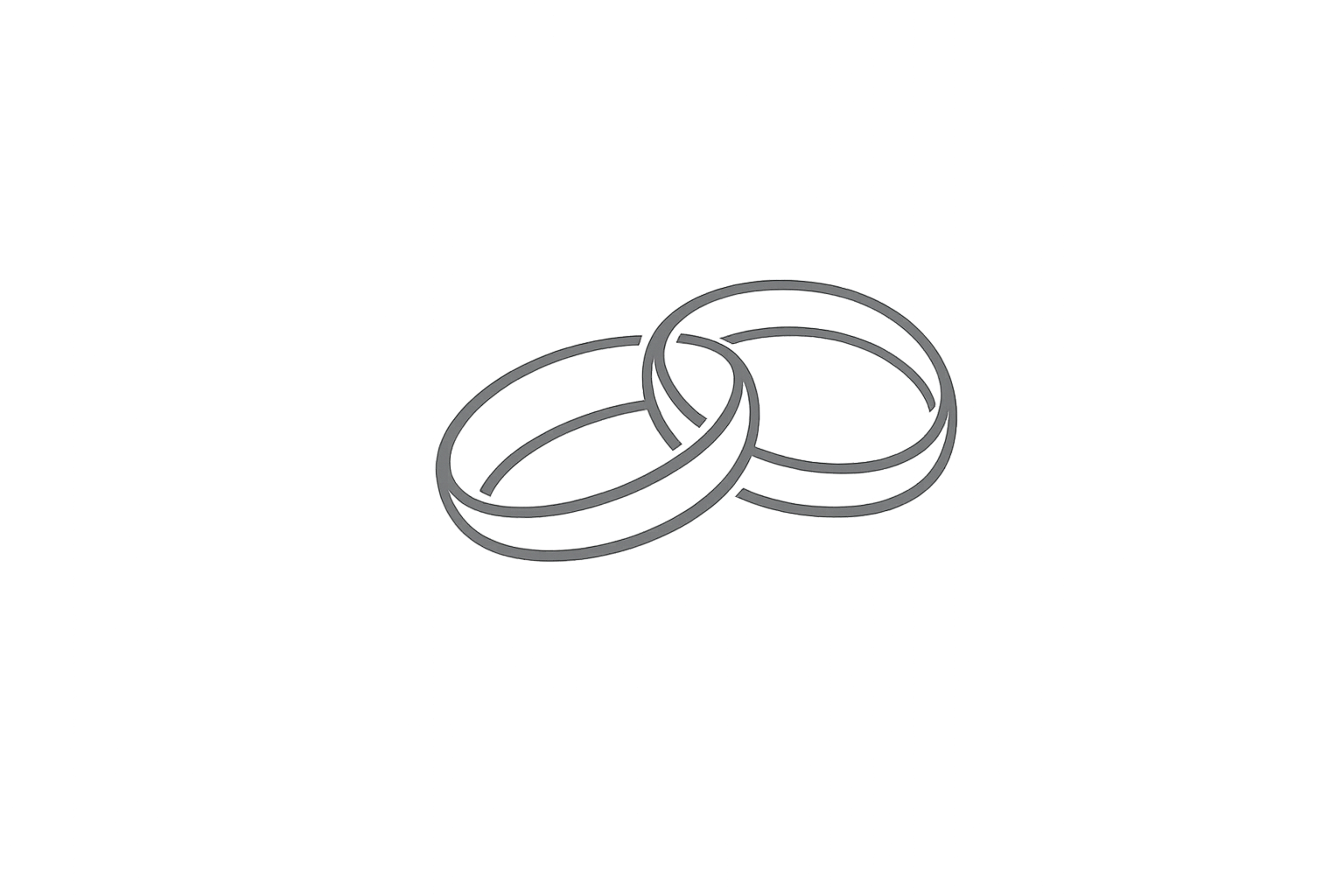 Outline drawing of two wedding rings placed side by side on a black background.