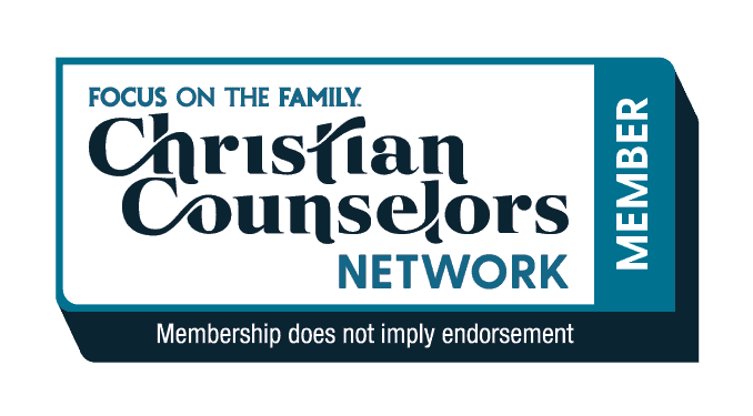 Christian Counselors Network membership badge with the text: 'Focus on the family. Christian Counselors Network. Member. Membership does not imply endorsement.'