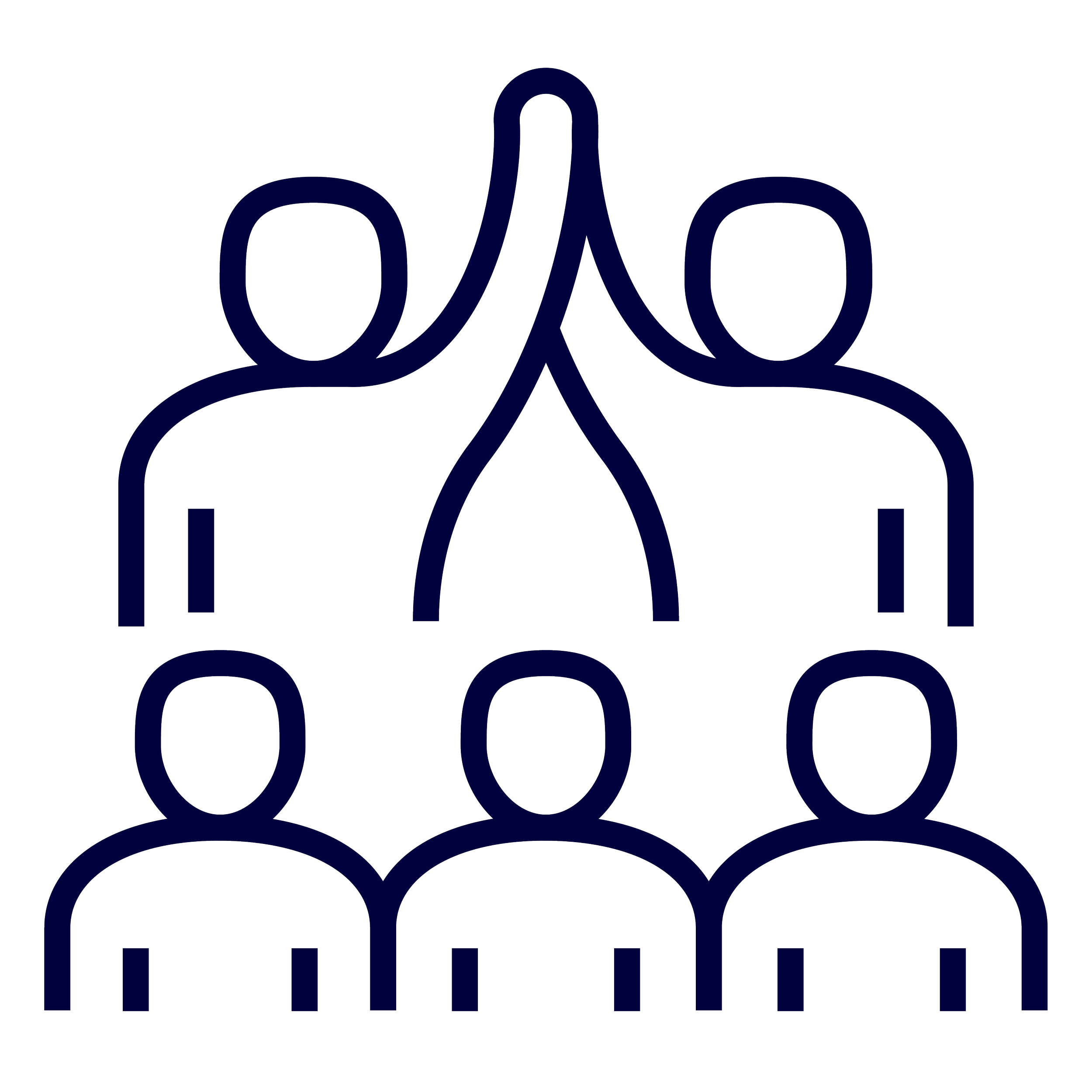 Outline of six individuals in a hierarchical arrangement, with two at the top connected to four below, all performing a high-five.