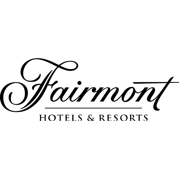Fairmont Hotels & Resorts logo in black cursive and capital letters on a white background.
