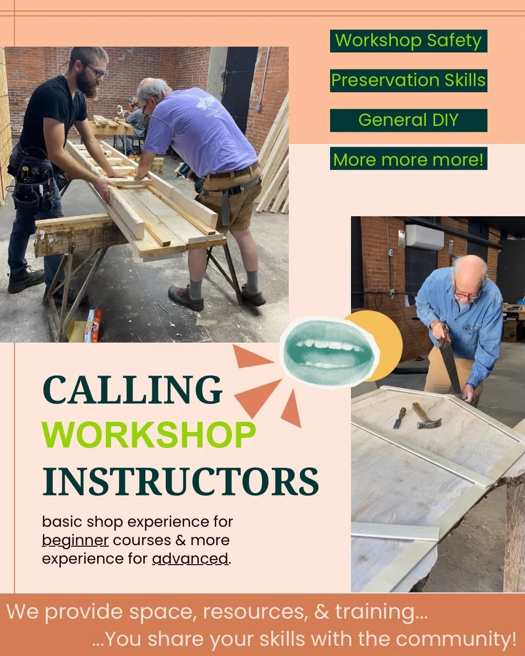 📣 Calling all beginner-to-advanced trades people &amp; seasoned DIYers! Come join our network of woodworkers, plaster/repointers, window restorationist, stained glass artists, electricians, furniture makers, and MORE to share your knowledge and keep