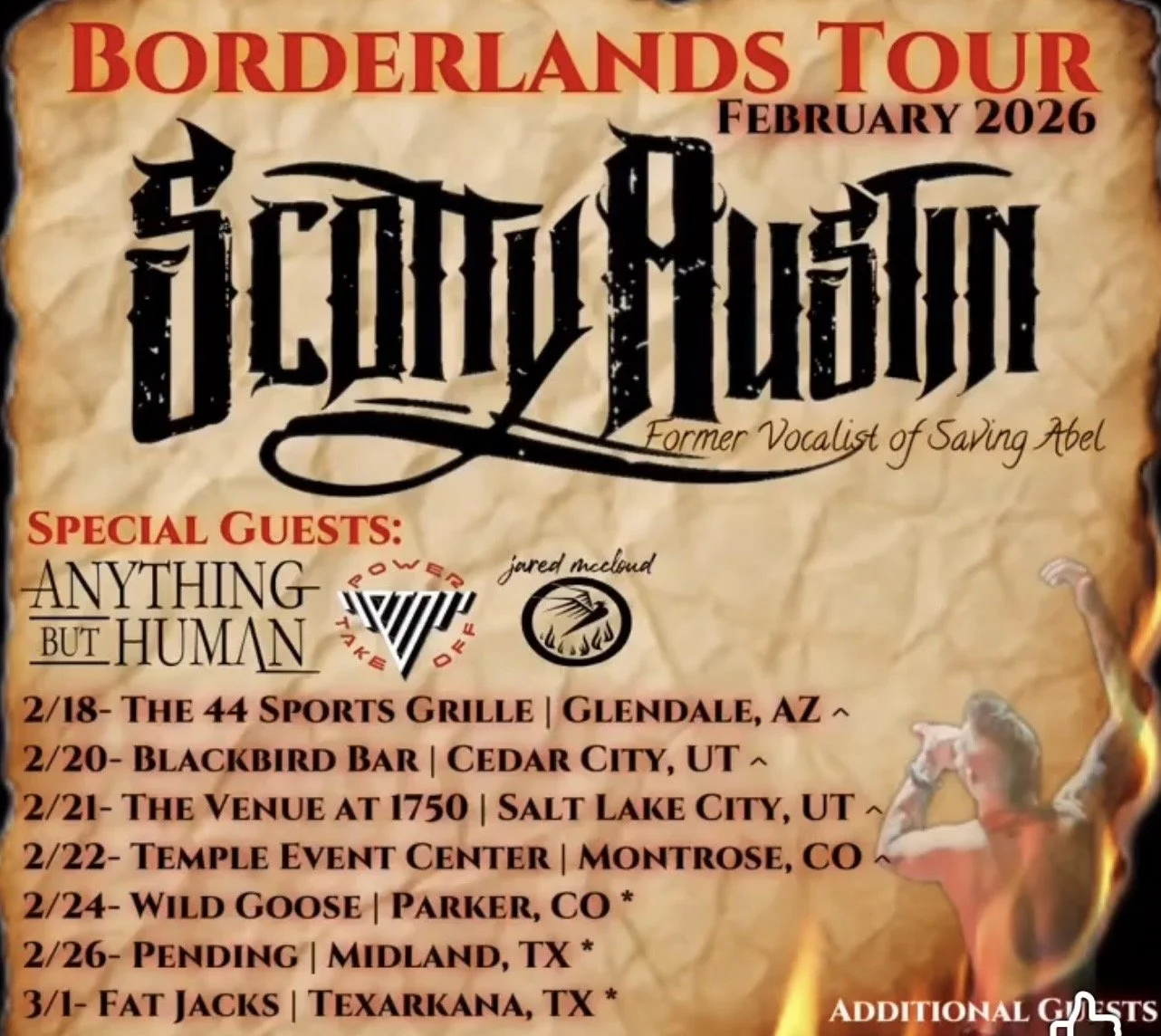 Get ready for a night of rock and live music when Scotty Austin formerly of Saving Able takes the stage!  His live performance is unbelievable.  Get ready Utah County for a night of rock and roll fun!