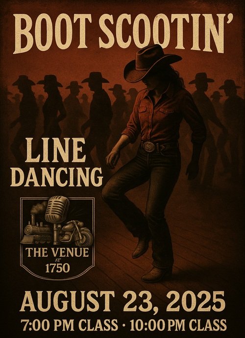 Come check out Utah County's newest entertainment destination, The Venue at 1750.  Located above the 1750 Speakeasy.  Come do some line dancing and have fun on August 23, 2025