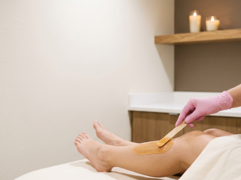 hand applying wax to a leg