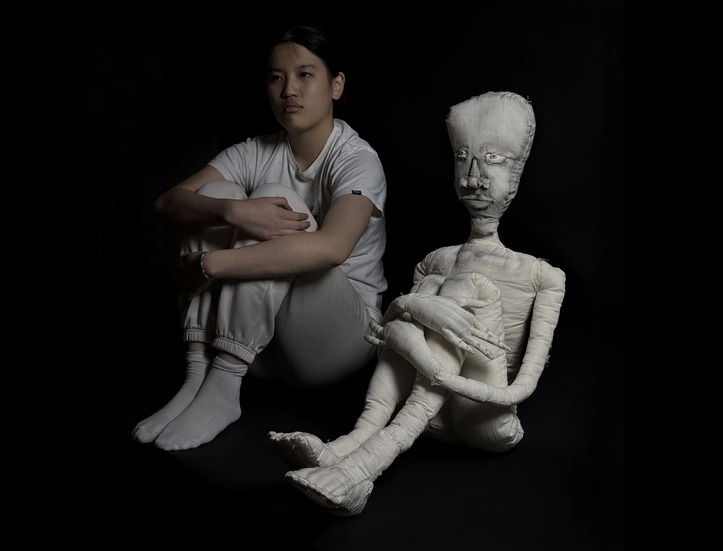 The Character and I, graphite on muslin, 66 x 16 x 7.5”, 2024