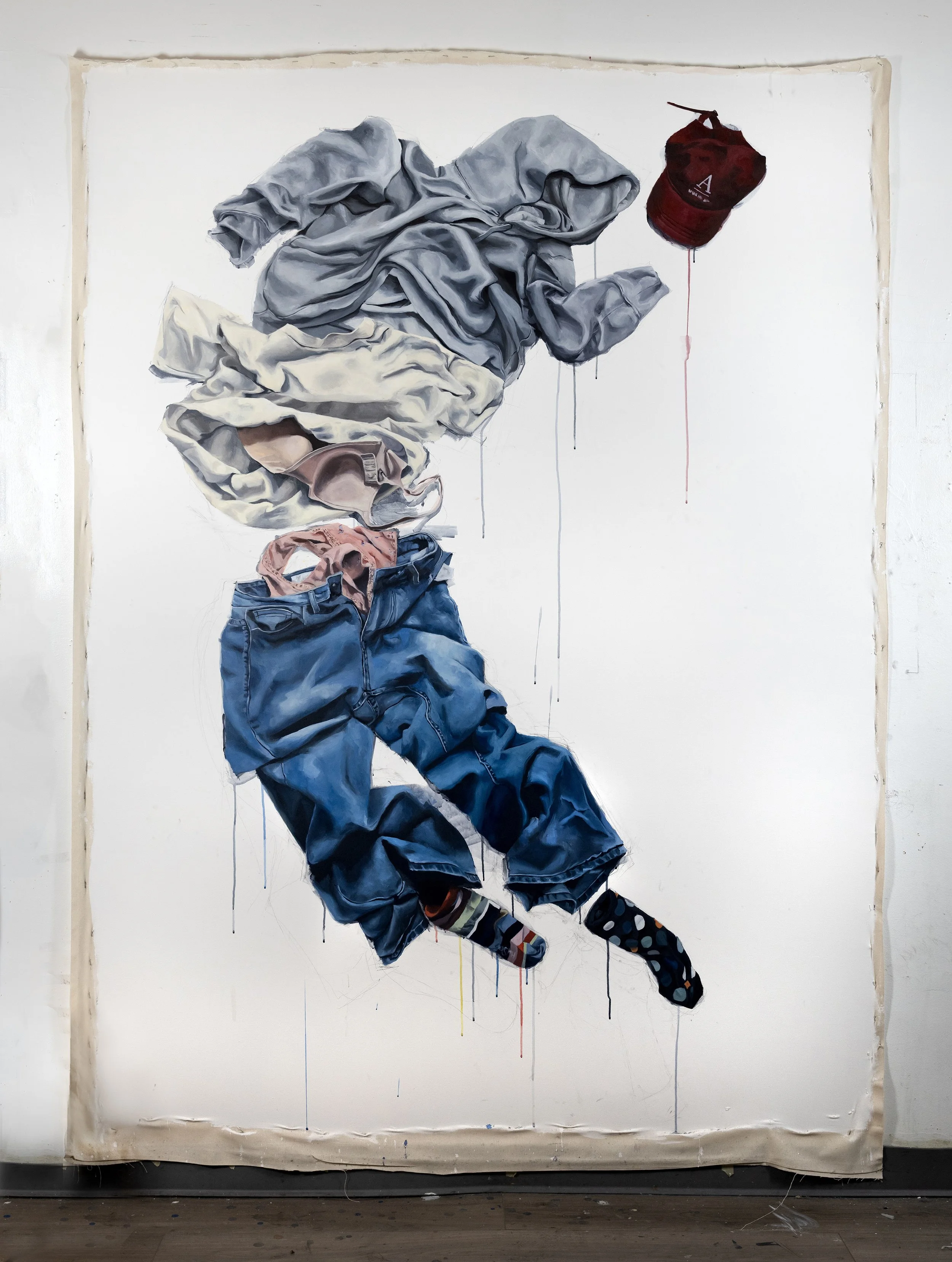 Shower Time!, oil on stretched canvas, 84 x 63”, 2025