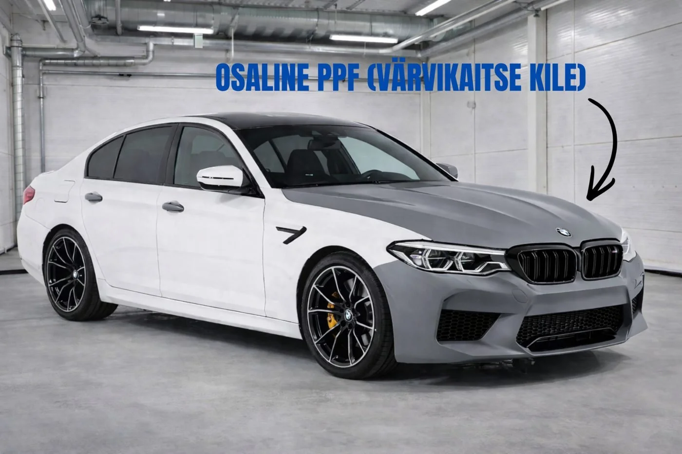 Osaline PPF kaitsekile auto kapotil ja esistangel kivitäkete kaitseks