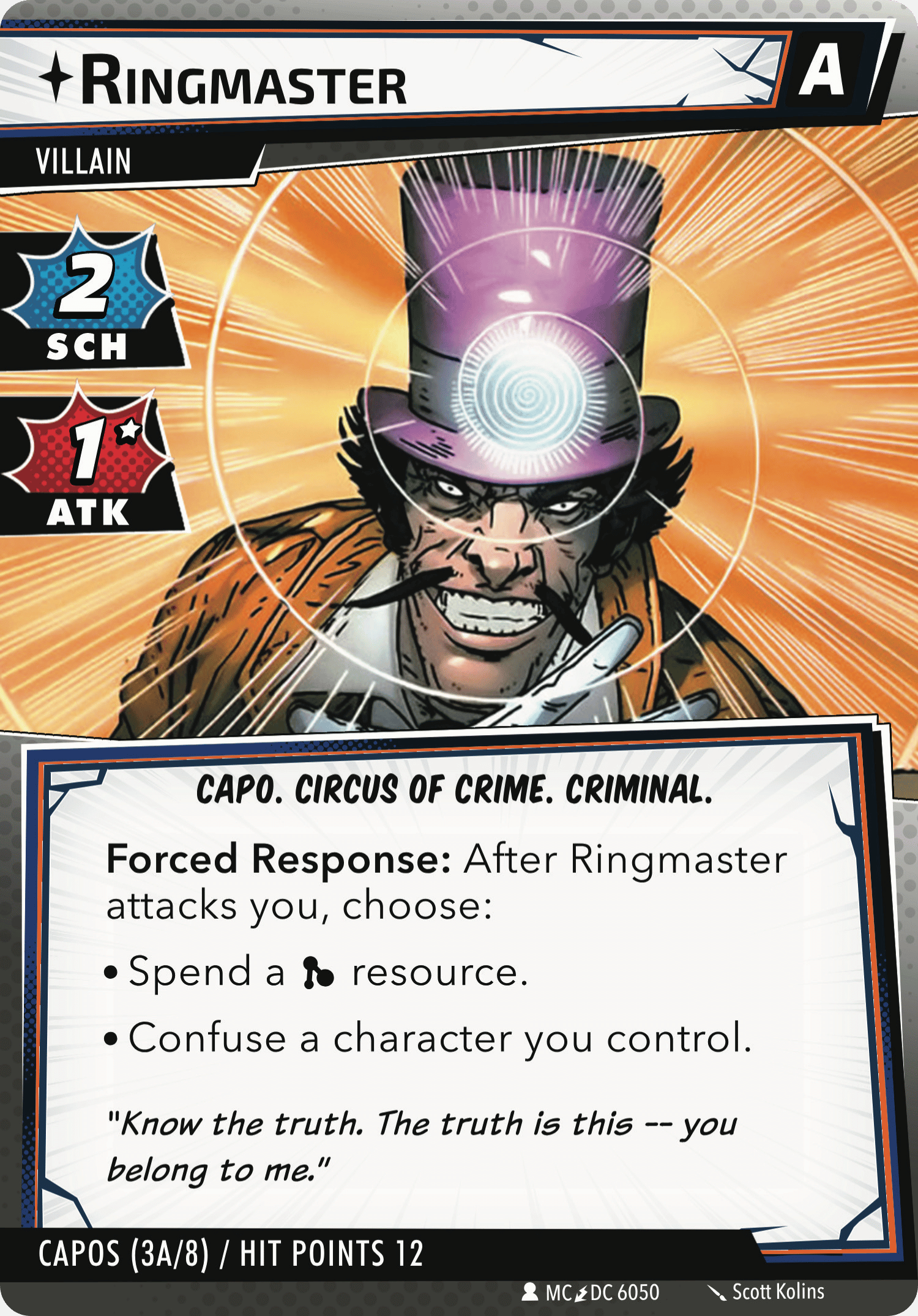 Ringmaster, a modular villain for custom scenario The Big Apple for Marvel Champions