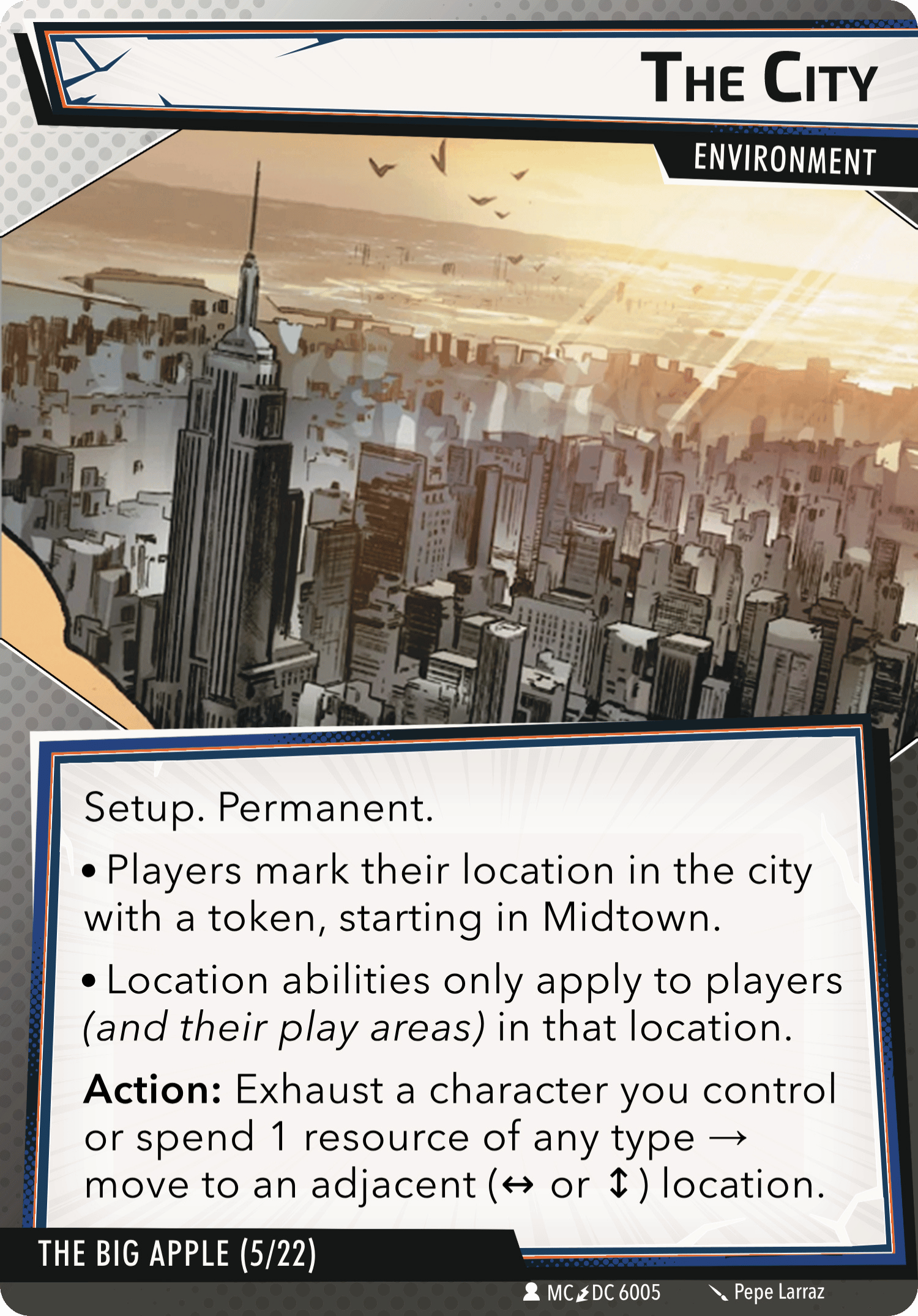 The City, one of two environment cards for The Big Apple, a custom scenario for Marvel Champions