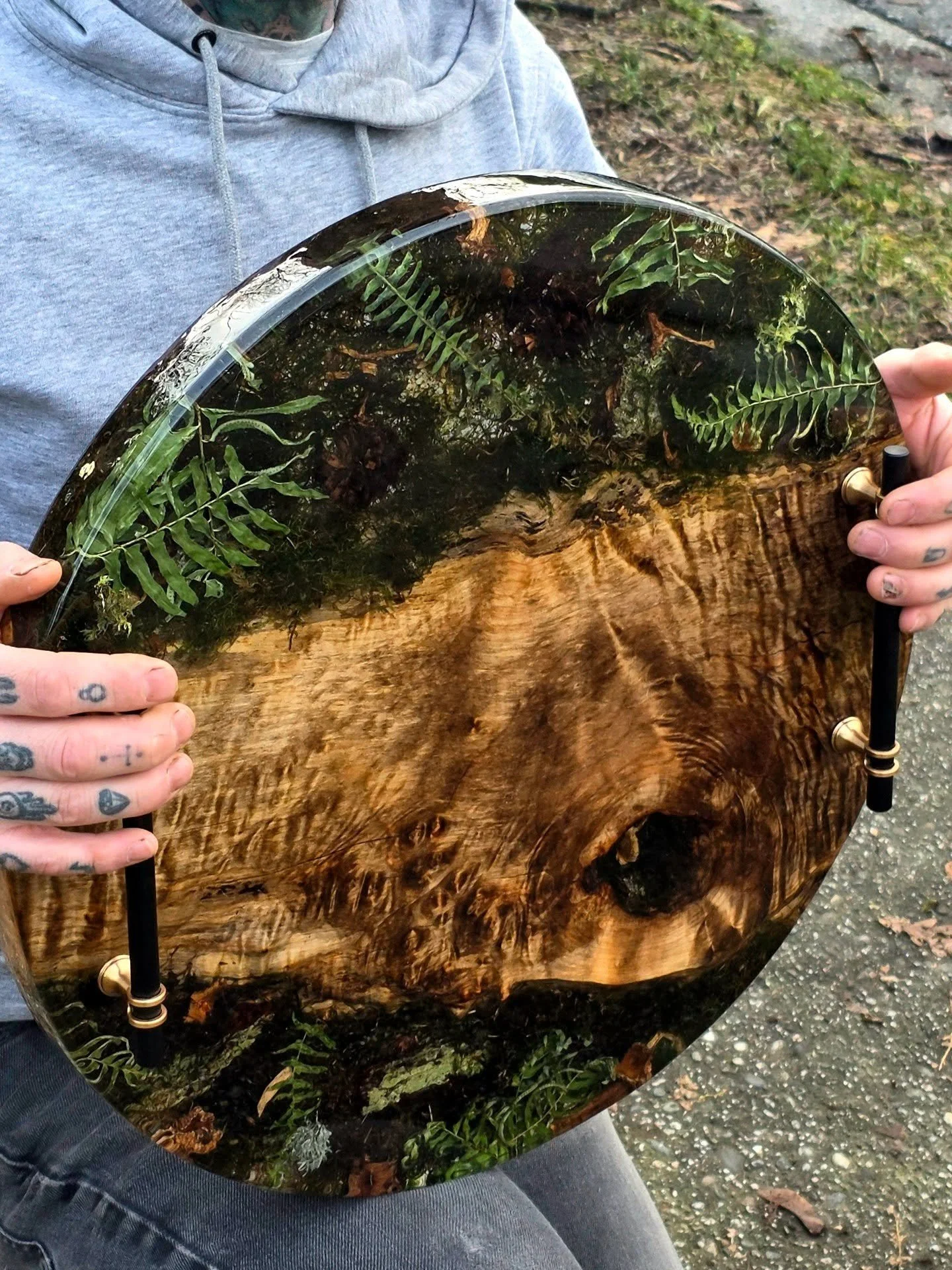 It amazes me how everything foraged from the forest carries its own sense of permanence. Almost like a quiet time capsule, holding a moment of stillness and calm.

Custom ordered 18&rdquo; round ottoman tray crafted from highly figured maple burl and