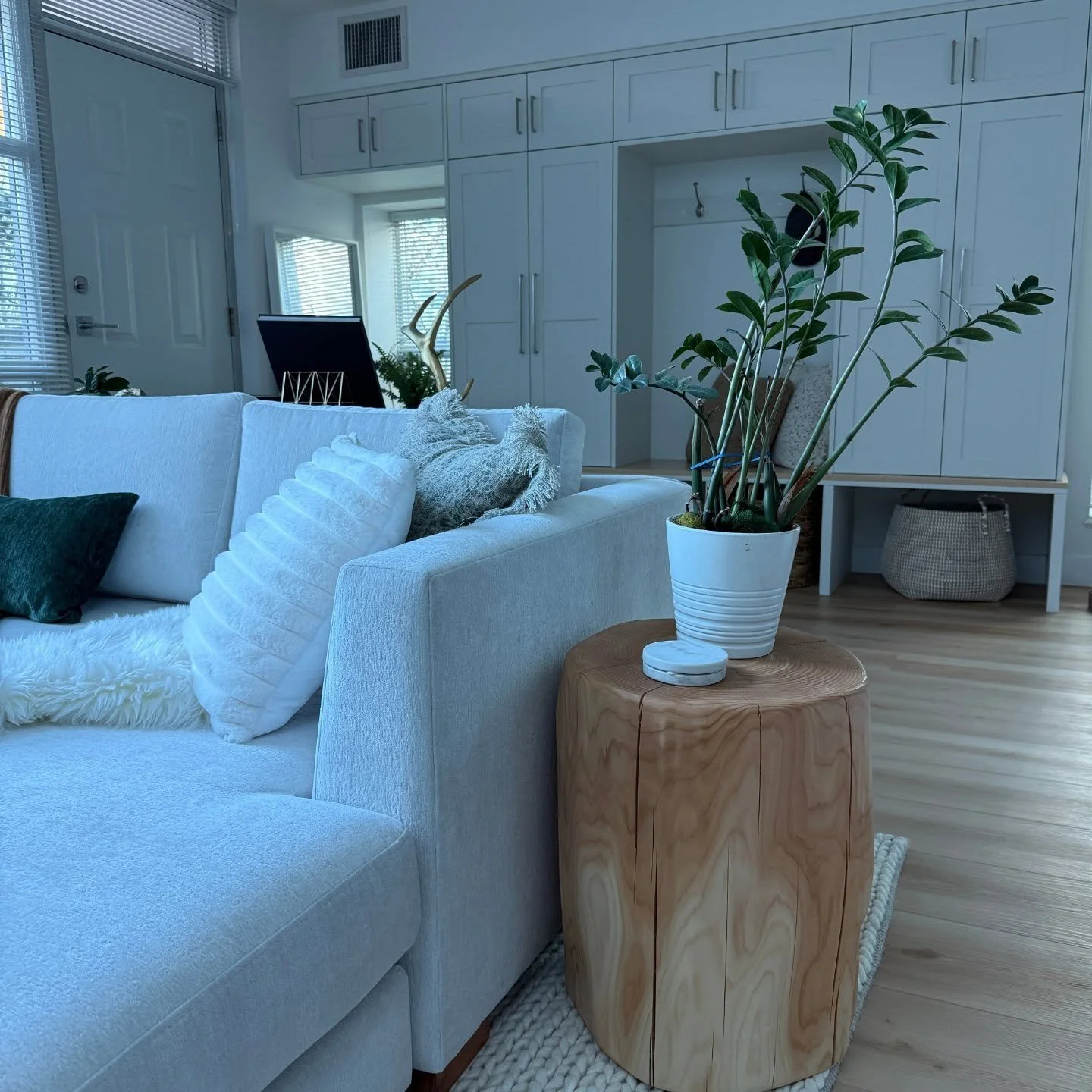 Matching carved cedar pedestal tables for a repeat local client. We carved the tables to have more contours from the original perfect cylindrical shape and exposed the incredible grain patterns and colours.

A solid addition to 'The Button' ultra low