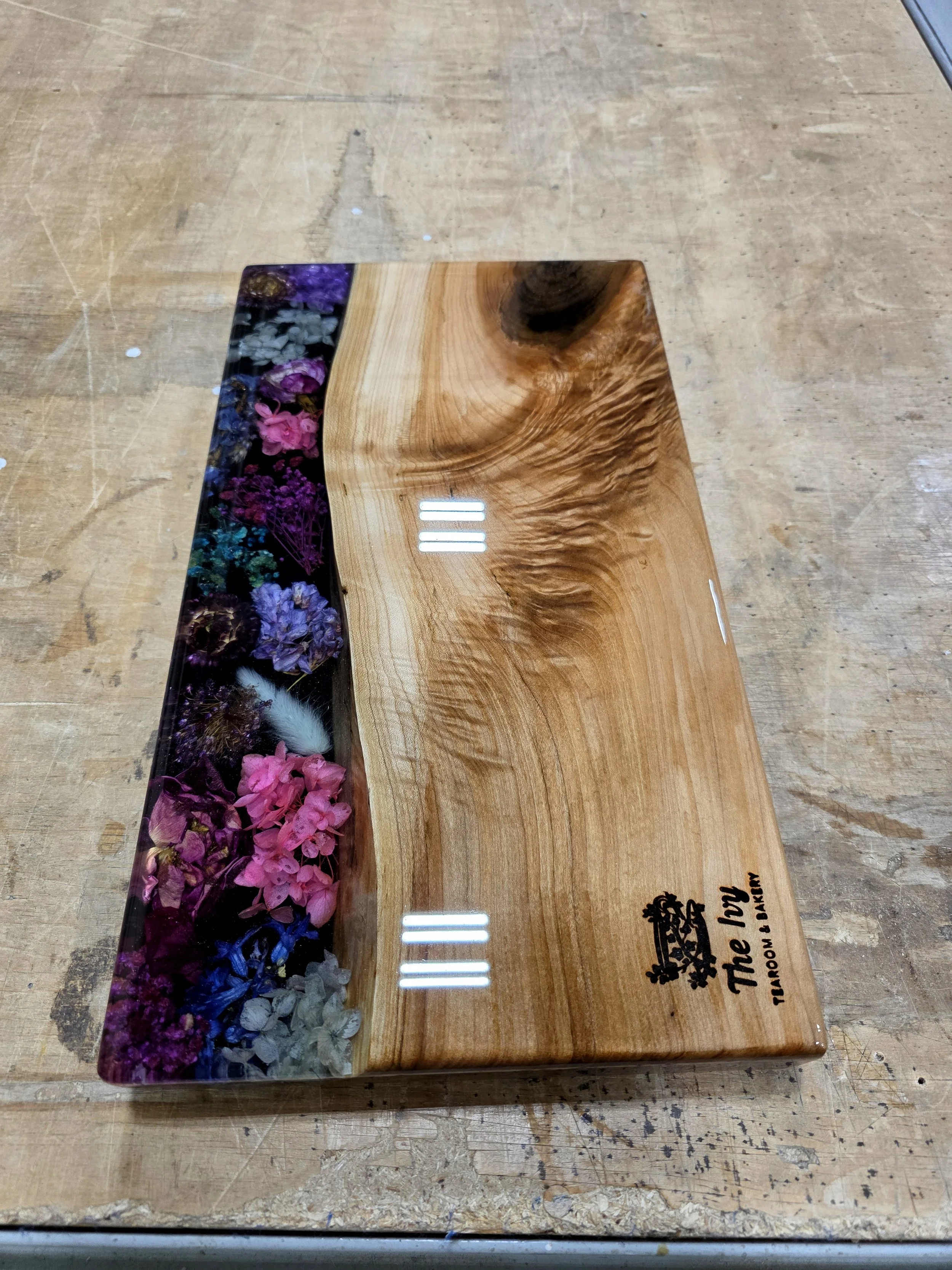 Made To Order - Maple / Walnut Flower Charcuterie Boards Wood and Epoxy Resin Serving Boards