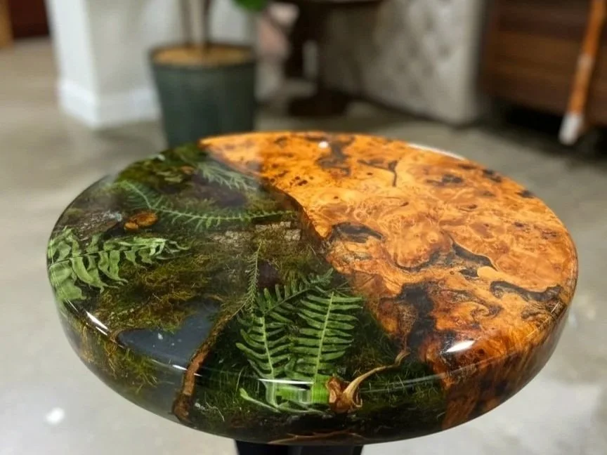 Resin furniture with real moss art bistro table by haig designs