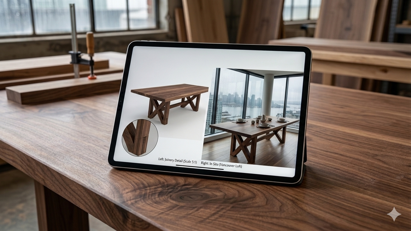 Black walnut dining table design by Haig designs